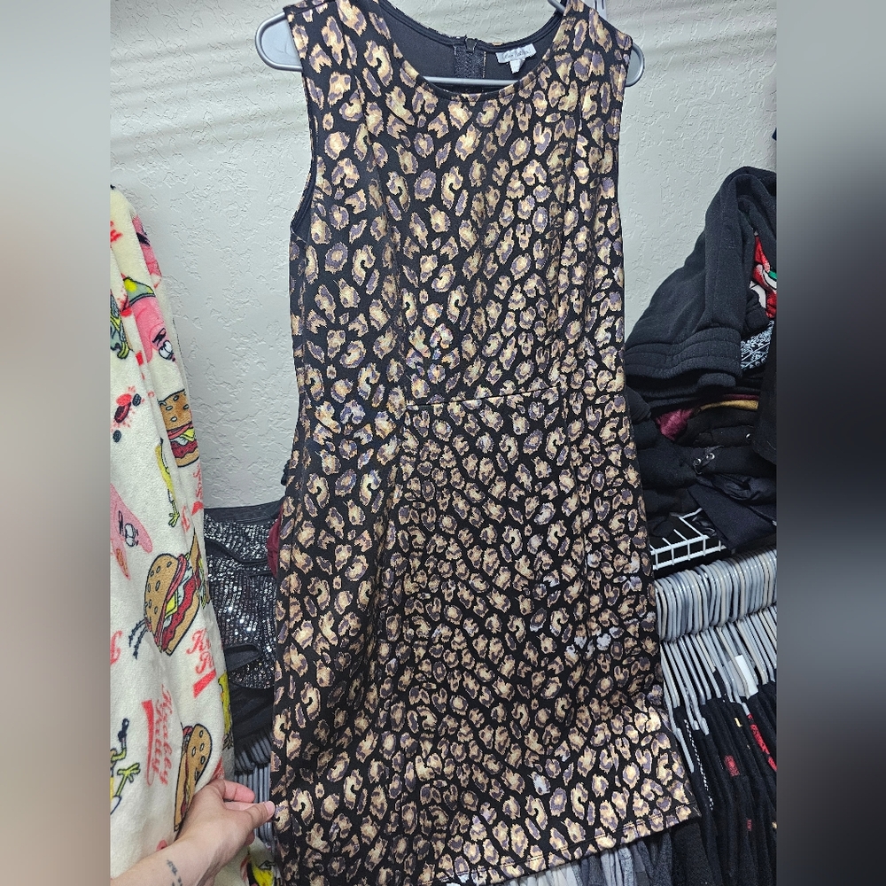 Olivia Matthews Black and Gold Leopard Print Prom Dress